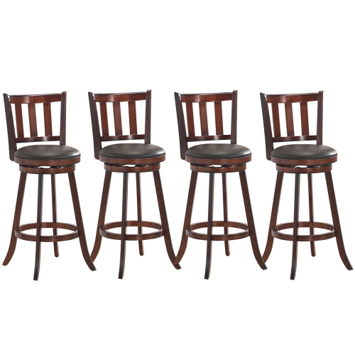 Costway Set of 4 31'' Swivel Bar stool Leather Padded Dining Kitchen Pub Bistro Chair