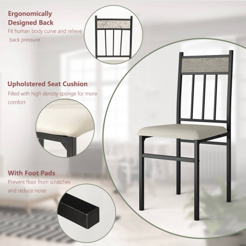 Costway 5 Piece Dining Set Faux Marble Top Table and 4 Padded Seat Chairs w/ Metal Legs