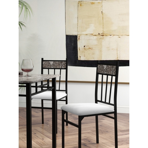 Costway 5 Piece Dining Set Faux Marble Top Table and 4 Padded Seat Chairs w/ Metal Legs