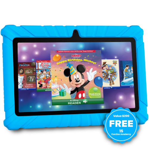 Contixo 7" Kids Tablet, Ages 3-7, 50+ Disney eBooks, Kid-Proof Case, Android Tablet, Parental Controls, 32GB - Blue