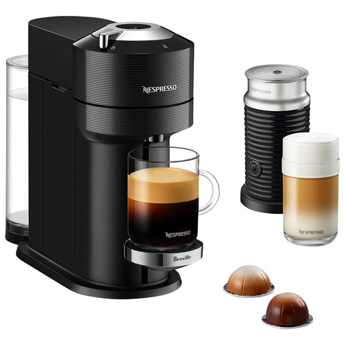 Machine à café/espresso Nespresso Vertuo Next Premium par Breville avec Aeroccino - Noir classique