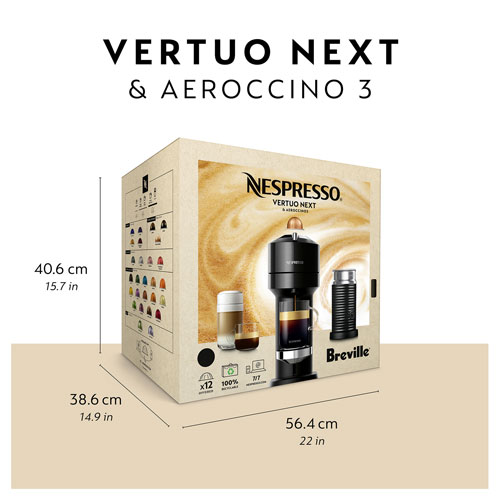 Nespresso Vertuo Next Premium Coffee & Espresso Machine by Breville with Aeroccino - Classic Black