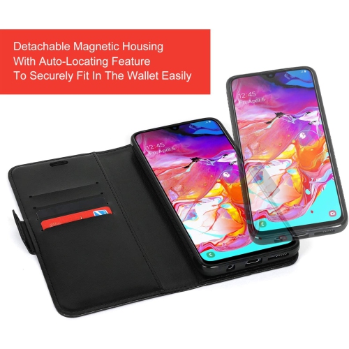 Navor Detachable Magnetic Wallet Case with RFID Protection Compatible for Samsung Galaxy A50 [Vajio Series] - Black