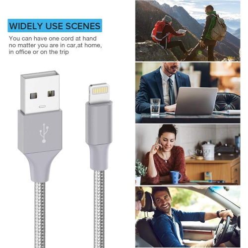 Quntis 3 Pack 3ft iPhone Charger Cable, Apple Mfi Certified Lightning Cable, Nylon Braided iPhone Charging Cords