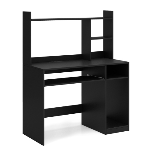 Costway Computer Desk Study Bookcase Workstation with Charging Station Hutch & CPU Stand