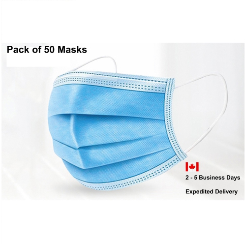 3-Ply Disposable Earloop Breathable Face Mask Protection - 50-Pack