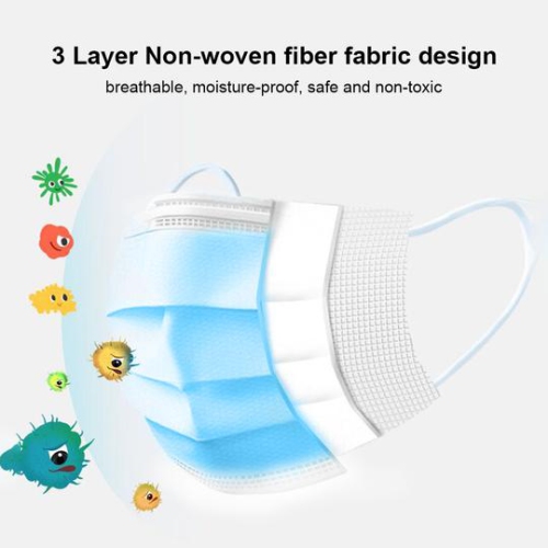 3-Ply Disposable Earloop Breathable Face Mask Protection - 50-Pack