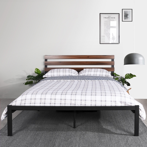 Double Bed Sy Wooden Metal Full, Homy Casa Metal Bed Frame Full Size Platform White