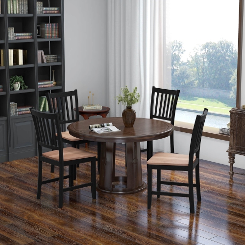 Costway Set of 4 Dining Chair Kitchen Spindle Back Side Chair with Solid Wooden Legs