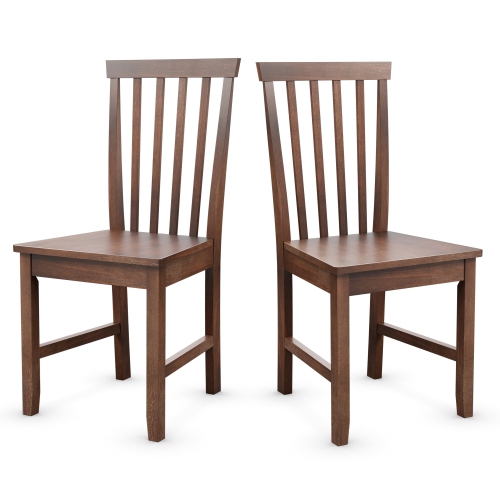 Costway 2 PCS Dining Chair Kitchen Spindle Back Side Chair with Solid Wooden Leg