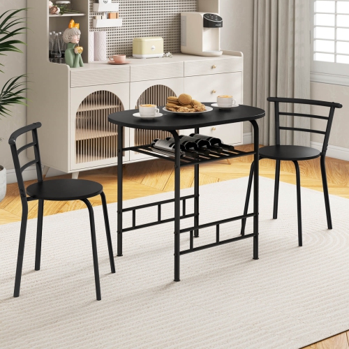 COSTWAY  3 PCs Dining Set Table And 2 Chairs Home Kitchen Breakfast Bistro Pub Furniture