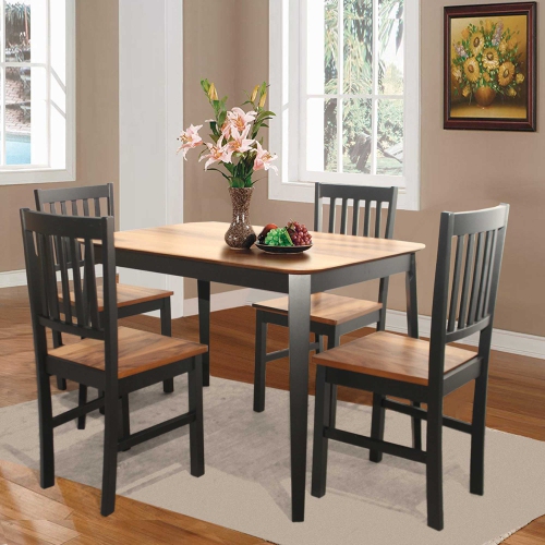Costway 5 Pcs Mid Century Modern Dining Table Set 4 Chairs w/Wood Legs Kitchen Furniture