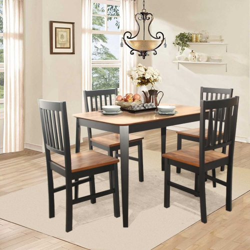 Costway 5 Pcs Mid Century Modern Dining Table Set 4 Chairs w/Wood Legs Kitchen Furniture