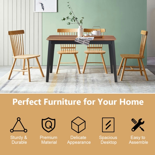 Costway 5 Pcs Mid Century Modern Dining Table Set 4 Chairs w/Wood Legs Kitchen Furniture