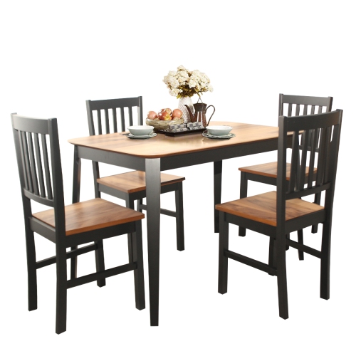 Costway 5 Pcs Mid Century Modern Dining Table Set 4 Chairs w/Wood Legs Kitchen Furniture