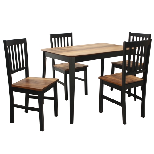 Costway 5 Pcs Mid Century Modern Dining Table Set 4 Chairs w/Wood Legs Kitchen Furniture