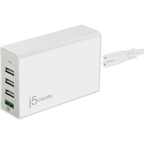 J5Create - USB 3.0 Charger with 4 Port, White