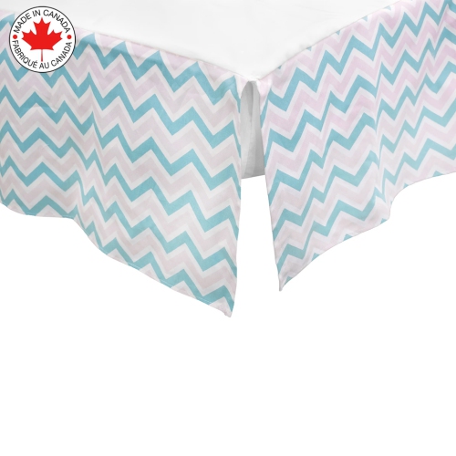 BEBELELO- BABY CRIB BEDDING 4 PIECE TURQUOISE AND PINK BABY WITH A ZIGZAG PATTERN