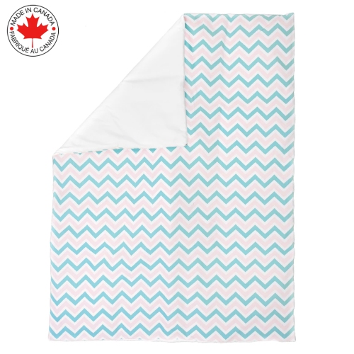 BEBELELO- BABY CRIB BEDDING 4 PIECE TURQUOISE AND PINK BABY WITH A ZIGZAG PATTERN