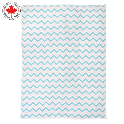 BEBELELO- BABY CRIB BEDDING 4 PIECE TURQUOISE AND PINK BABY WITH A ZIGZAG PATTERN