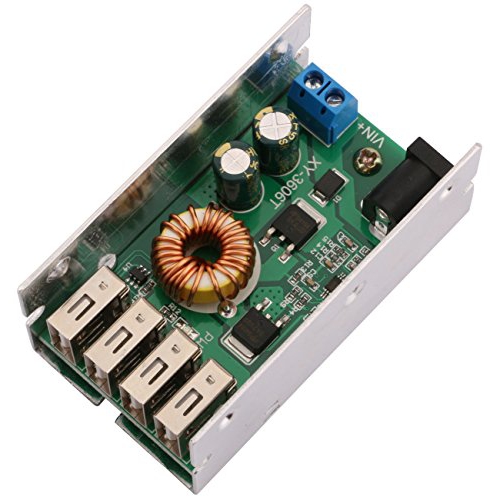Yeeco DC DC 9-36V to 5V Voltage Regulator Buck Converter 5A Volt Transformer Power Supply Module with 4 USB Ports for Android Phone Fast Charging