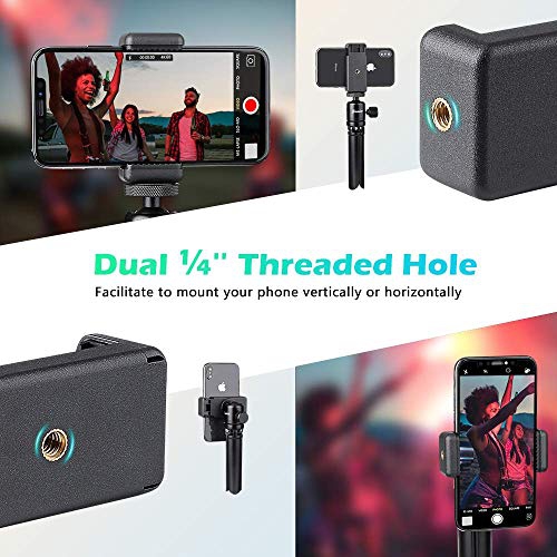 Zeadio Smartphone Tripod Mount, Cell Phone Holder Adapter, Selfie Stick Monopod Adjustable Clamp for iPhone, Samsung,