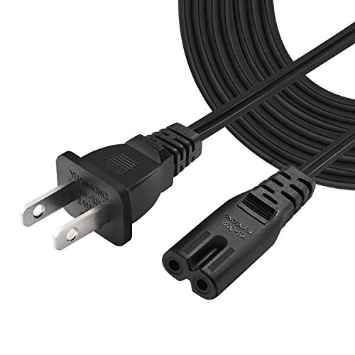 VSEER  2-Slot Non-Polarized Ul Listed Spt2 18Awg Universal Replacement Power Cord (Nema 1-15P to Iec C7), Black (6Ft)