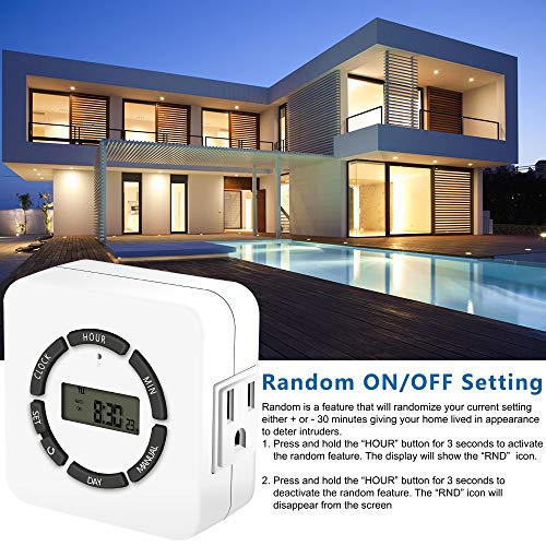 Kasonic Digital Timer Outlet 7 Days Heavy Duty Programmable Light Timer Indoor Use Etl Listed With 2 Ac Plug Capacity For Electrical Outlets White Lamps Lights Timers Tools Home Improvement