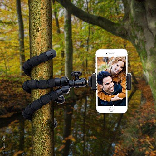 Flexible Cell Phone Tripod and Bluetooth Remote Control Camera Shutter - for iPhone, Samsung Galaxy and Many More -