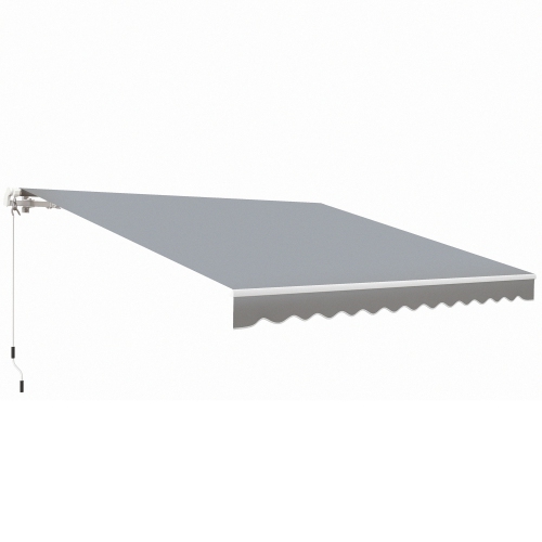 Image 1 de 9.. Abri pare-soleil rétractable de terrasse de 12 x 10 pi avec manivelle manuelle, tissu résistant à l'eau et aux rayons UV et cadre en aluminium pour