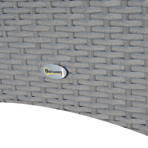 Outsunny 3 Pieces Wicker Patio Furniture Set, Rattan Bistro Set with Glass Top Coffee Table and Cushions, Outdoor Conversation Set for Garden, Porch,