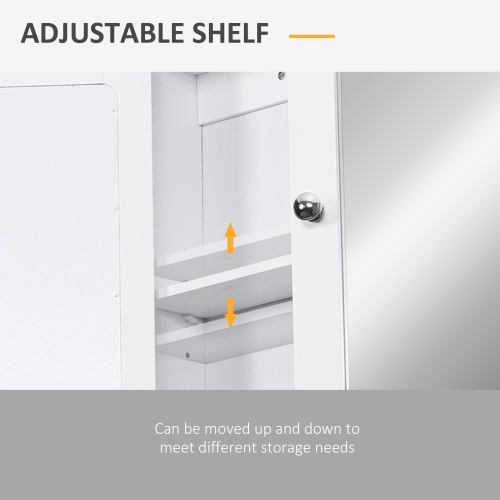 Armoire à pharmacie kleankin, armoire à miroir de salle de bain murale avec portes doubles, tablette ouverte et tablette réglable, armoire murale