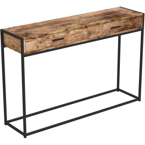 SAFDIE & CO.  Console Table 48L Reclaimed Wood 2 Drawers Black Metal In Brown