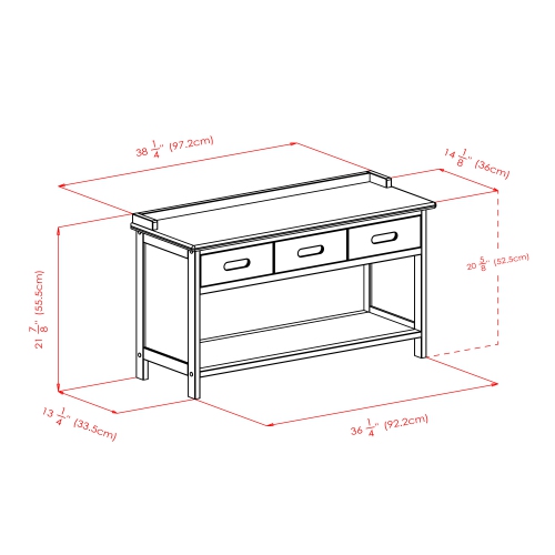 TarruBoutique Adriana 4-Pc Storage Bench with 3 Foldable Fabric Baskets, Walnut and Beige