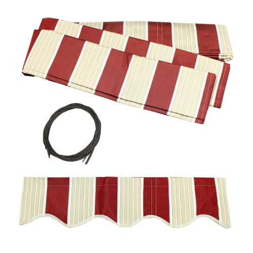 WATERPROOF MULTISTRIPE RED FABRIC FOR RETRACTABLE PATIO AWNING 6.5X5