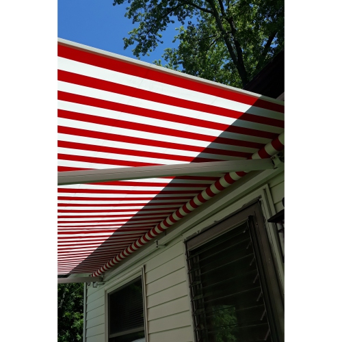 WATERPROOF RED AND WHITE FABRIC FOR RETRACTABLE PATIO AWNING 8'x6.5'