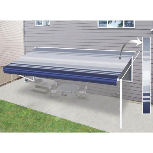 Image 1 de 4.. ALEKO – remplacement de toile pour auvent rétractable de 15 x 8 pi pour VR, rayures bleues