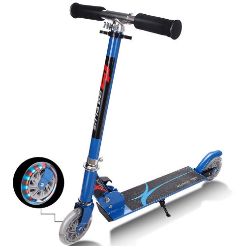 Goplus Folding Aluminum 2 Wheel Kids Kick Scooter Adjustable Height LED Light Up