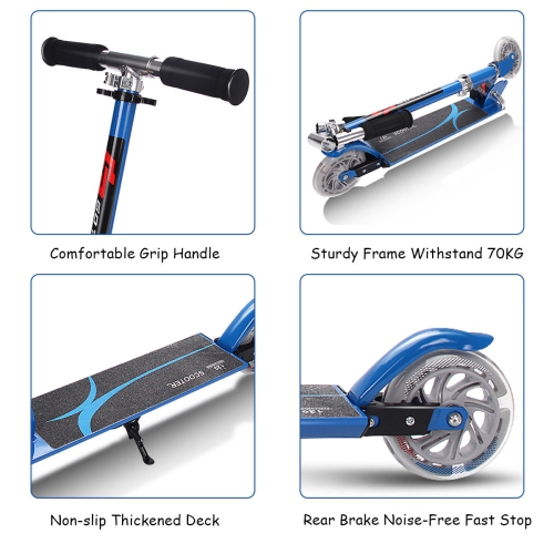 Goplus Folding Aluminum 2 Wheel Kids Kick Scooter Adjustable Height LED Light Up