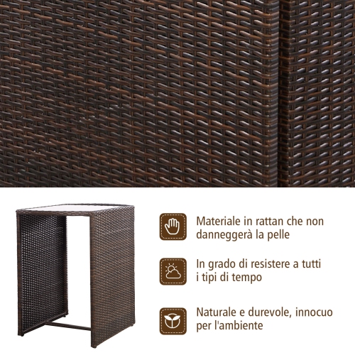 3Pcs L’Ensemble Table et Chaise de Jardin en Rotin et Fer, Conception Ingénieuse, Gain de Place,Salon de Jardin Ensemble de 2 Chaises+1 table à