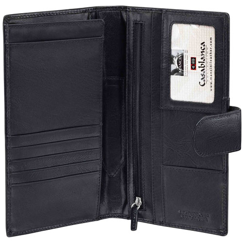 Mancini Casablanca RFID Genuine Leather Bi-fold Travel Wallet - Black