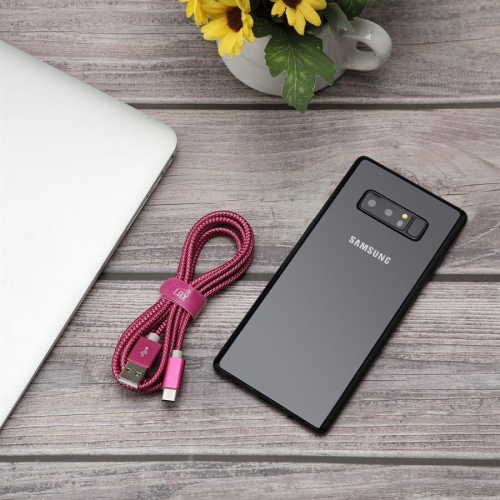 LAX - 6 Feet USB Type-C to USB-A Cable, Braided and Durable, Magenta