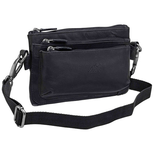 Mancini Buffalo Leather Waist Pack - Black