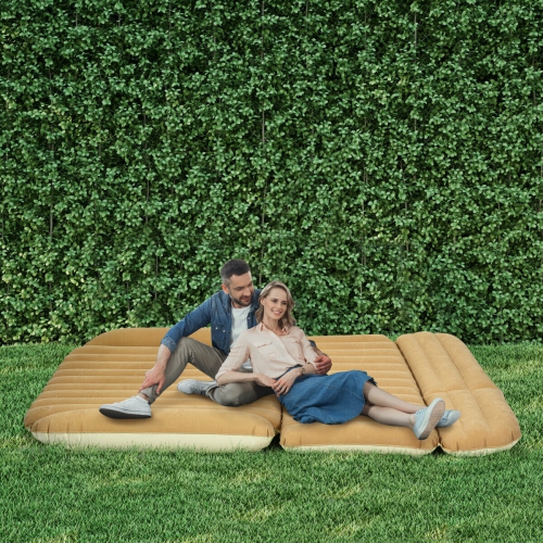 Gymax Inflatable SUV Air Backseat Mattress Flocking Travel Pad w/Pump Camping Travel