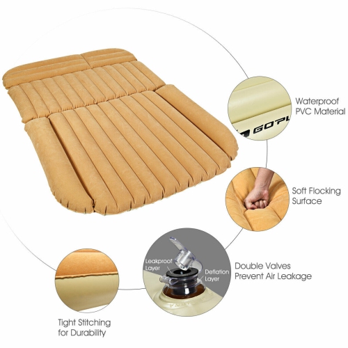 Gymax Inflatable SUV Air Backseat Mattress Flocking Travel Pad w/Pump Camping Travel