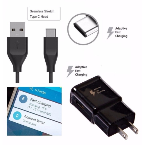 (Paquet de 5) Chargeur mural adaptatif rapide et câble USB-C pour Samsung S8 S9 S10 Note 8 9 Google Pixel LG Moto, noir