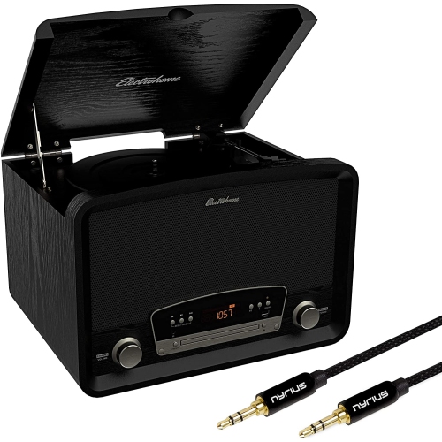 ELECTROHOME  Kingston Vintage Vinyl Record Player Stereo System With Bonus 3.5MM Aux Cable