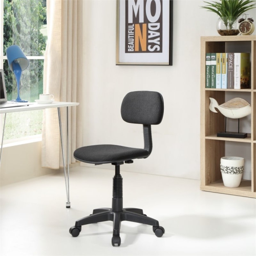 Hodedah Armless Adjustable Height Swivelling Kids Task Chair in Black Fabric