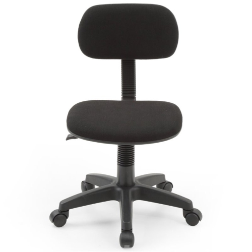Hodedah Armless Adjustable Height Swivelling Kids Task Chair in Black Fabric
