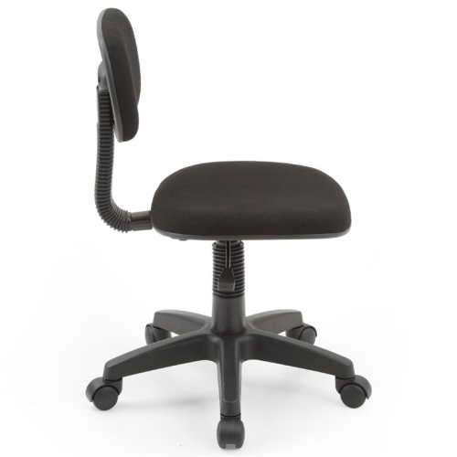 Hodedah Armless Adjustable Height Swivelling Kids Task Chair in Black Fabric